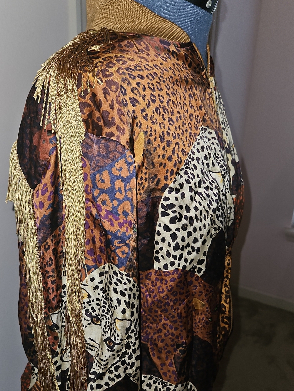 Farm Rio Leopard-Print Bomber Jacket - Brown Multicolor XS - Picture 3 of 7
